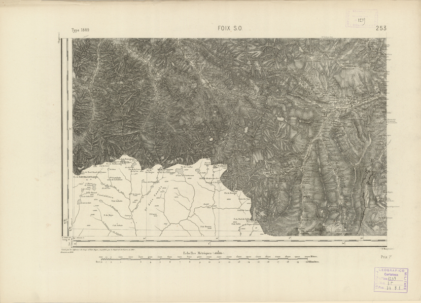 (N:22977) CARTE DE FRANCE - FOIX S.O. (B0019558) Carte e stampe antiche: riproduzione a colori su carta (formato A2)