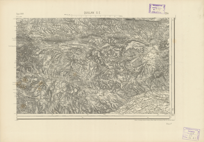 (N:22980) CARTE DE FRANCE - QUILLAN S.E. (B0019561) Carte e stampe antiche: riproduzione a colori su carta (formato A2)