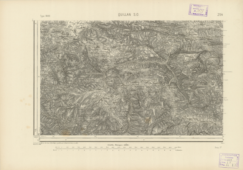 (N:22981) CARTE DE FRANCE - QUILLAN S.O. (B0019562) Carte e stampe antiche: riproduzione a colori su carta (formato A2)