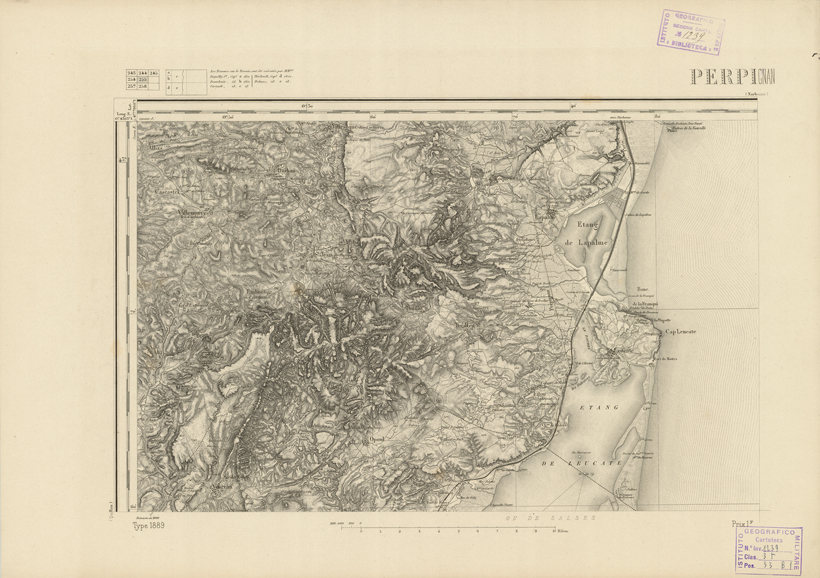 (N:22982) CARTE DE FRANCE - PERPIGNAN (B0019563) Carte e stampe antiche: riproduzione a colori su carta (formato A2)
