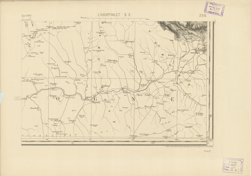 (N:22986) CARTE DE FRANCE - L'HOSPITALET S.E. (B0019567) Carte e stampe antiche: riproduzione a colori su carta (formato A2)