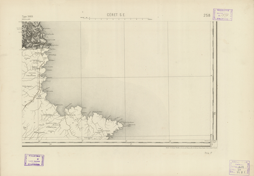 (N:22993) CARTE DE FRANCE - CERET S.E. (B0019574) Carte e stampe antiche: riproduzione a colori su carta (formato A2)