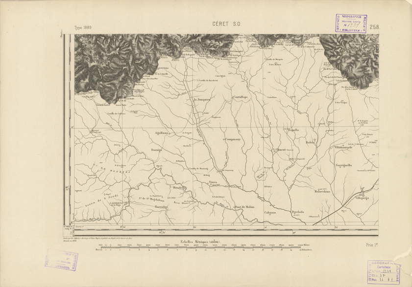 (N:22994) CARTE DE FRANCE - CERET S.O. (B0019575) Carte e stampe antiche: riproduzione a colori su carta (formato A2)