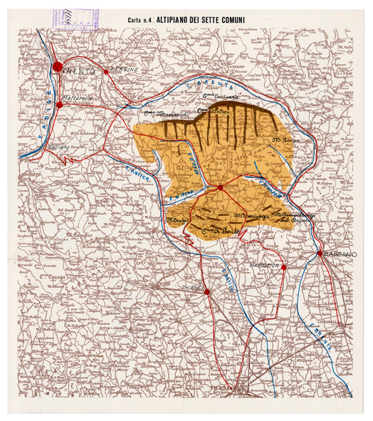 (N:28938) L'ESERCITO ITALIANO NELLA GRANDE GUERRA (1915-1918) - Carta n. 4: ALTIPIANO DEI SETTE COMUNI (B0019887) Carte e stampe antiche: riproduzione a colori su carta (formato A2)