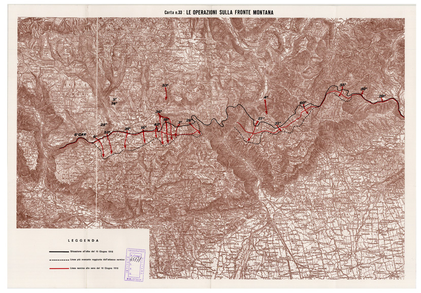 (N:29112) L'ESERCITO ITALIANO NELLA GRANDE GUERRA (1915-1918) - Carta n. 33: LE OPERAZIONI SULLA FRONTE MONTANA (B0019918) Carte e stampe antiche: riproduzione a colori su carta (formato A2)