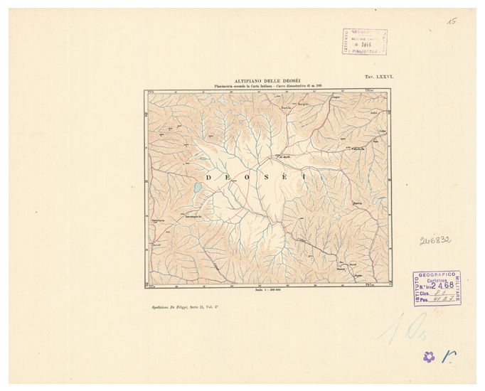 (N:32925) INDIA BRITANNICA - SPEDIZIONE DE FILIPPI NELL'HIMALAIA - ALTIPIANO DELLE DEOSEI (B0019940) Carte e stampe antiche: riproduzione a colori su carta (formato A2)