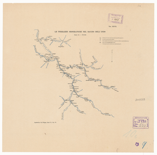 (N:32973) INDIA BRITANNICA - SPEDIZIONE DE FILIPPI NELL'HIAMALAIA - LE TERRAZZE OROGRAFICHE NEL BACINO DELL'INDO (B0019941) Carte e stampe antiche: riproduzione a colori su carta (formato A2)