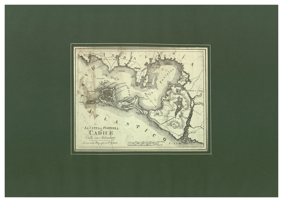 (N:34212) LA CITTA' E LA FORTEZZA DI CADICE COLLE SUE ADIACENZE (B0020175) Carte e stampe antiche: riproduzione a colori su carta (formato A2)