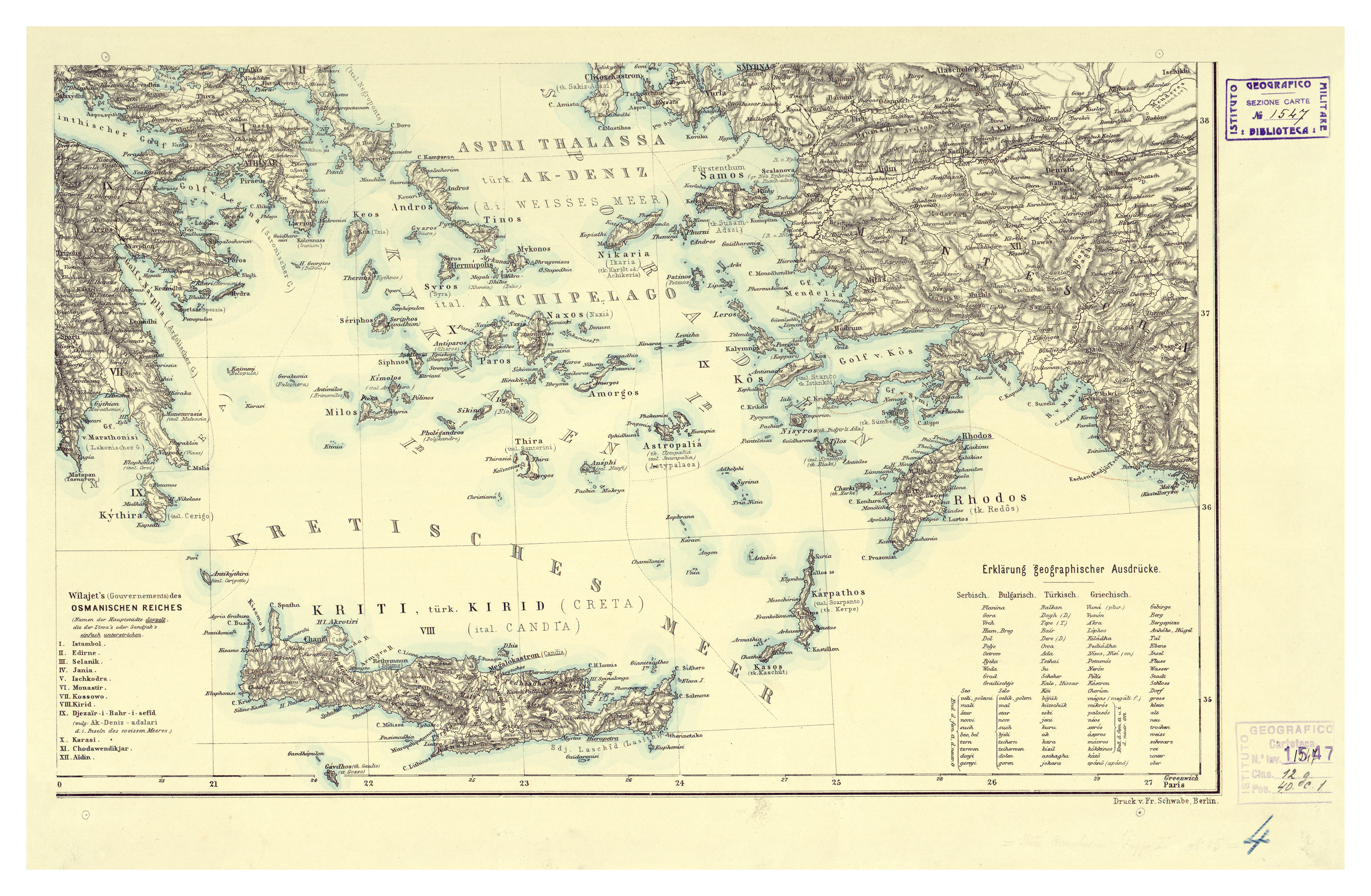 (N:34280) GENERAL KARTE DER SUDOST - EUROPAISCHEN HALBINSEL - FOGLIO 4 (B0020220) Carte e stampe antiche: riproduzione a colori su carta (formato A2)