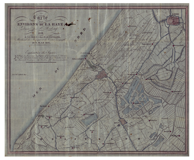 (N:34522) CARTE DES ENVIRONES DE LA HAYE (B0020353) Carte e stampe antiche: riproduzione a colori su carta (formato A2)