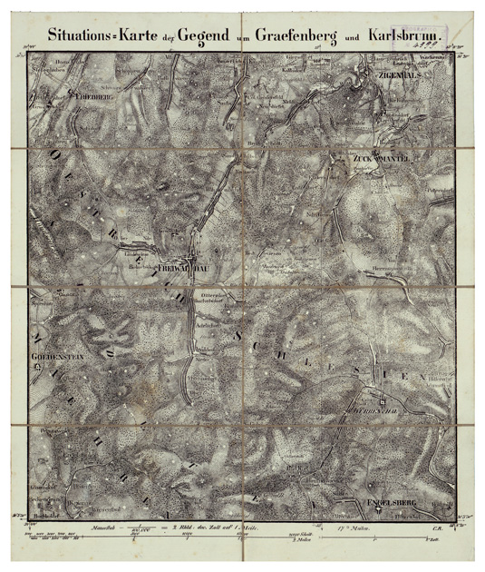 (N:34595) KARTE DER GEGEND UND GRAFEMBERG UND KARLSBRUNN ETC... (B0020426) Carte e stampe antiche: riproduzione a colori su carta (formato A2)