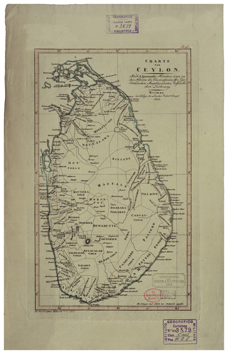 (N:34627) CHARTE VON CEYLON (B0020459) Carte e stampe antiche: riproduzione a colori su carta (formato A2)
