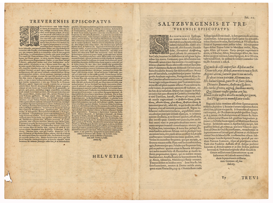 (N:35066) SALTZBURGENSIS ET TREVEREN SIS EPISCOPATUS - FOGLIO 1 FRONTE/RETRO (B0020770, B0020769) Carte e stampe antiche: riproduzione a colori su carta (formato A2)