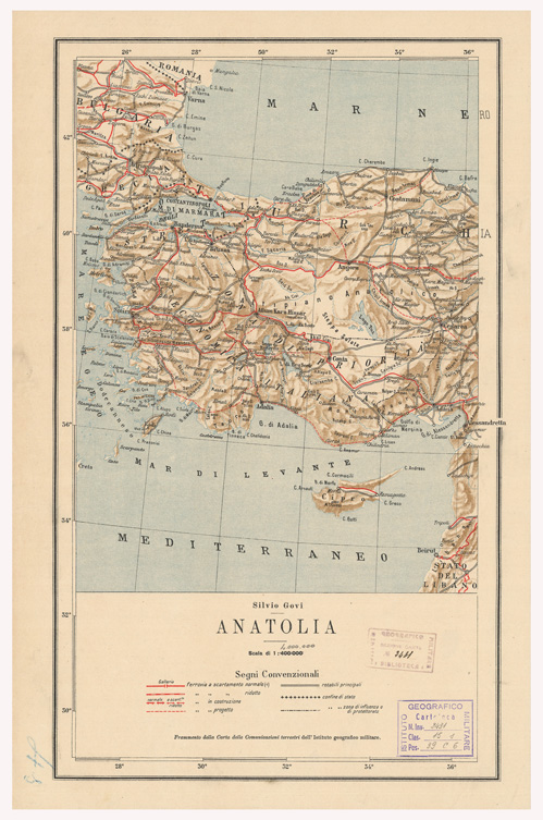 (N:35879) DALL' ANATOLIA AL CAUCASO CARTA DELLE COMUNICAZIONI TERRESTRI - FOGLIO 2 ANATOLIA (B0021193) Carte e stampe antiche: riproduzione a colori su carta (formato A2)