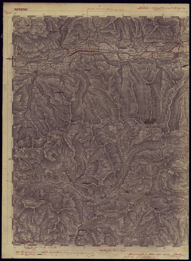 (N:3814) CARTA TOPOGRAFICA DELLA LOMBARDIA, VENETO E ITALIA CENTRALE - FOGLIO C3 (OVEST) SONDRIO. (CA000180) Carte e stampe antiche: riproduzione a colori su carta (formato A2)