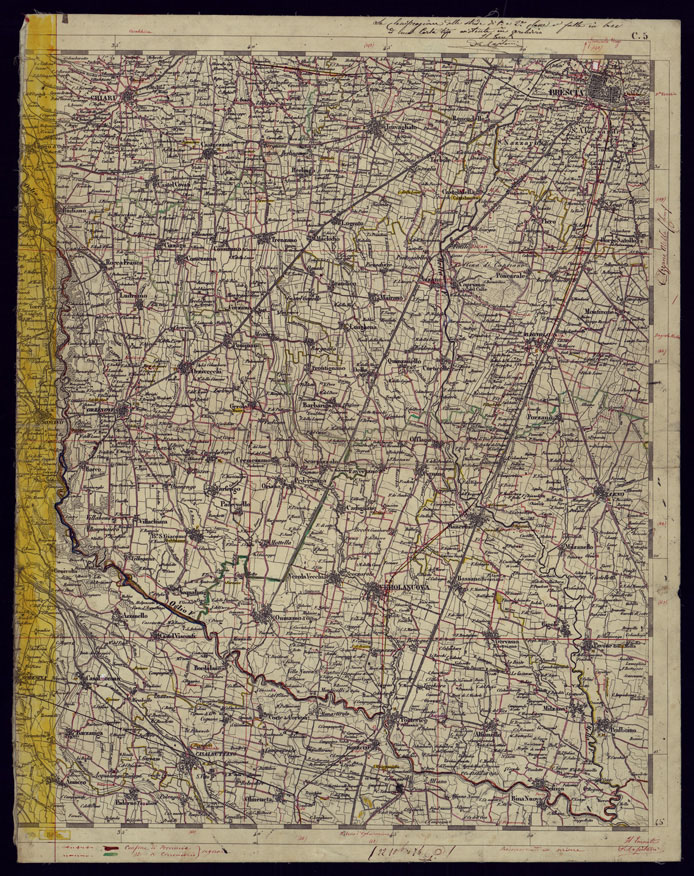 (N:1748) CARTA TOPOGRAFICA DELLA LOMBARDIA, VENETO E ITALIA CENTRALE - FOGLIO C5 (EST) BRESCIA. (CA000185) Carte e stampe antiche: riproduzione a colori su carta (formato A2)