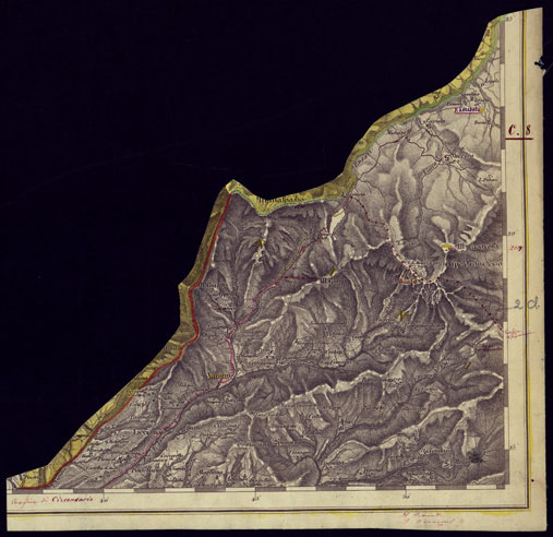 (N:1717) CARTA TOPOGRAFICA DELLA LOMBARDIA, VENETO E ITALIA CENTRALE - FOGLIO C8 PONTREMOLI SPEZZONE DI SUPPLEMENTO. (CA000194) Carte e stampe antiche: riproduzione a colori su carta (formato A2)