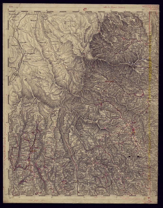 (N:1196) CARTA TOPOGRAFICA DELLA LOMBARDIA, VENETO E ITALIA CENTRALE - FOGLIO E4 (OVEST) VALDAGNO. (CA000220) Carte e stampe antiche: riproduzione a colori su carta (formato A2)