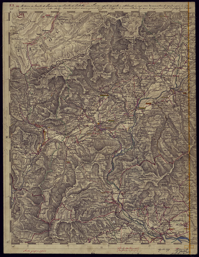 (N:1160) CARTA TOPOGRAFICA DELLA LOMBARIDA, VENETO E ITALIA CENTRALE - FOGLIO F3 (OVEST) FELTRE. (CA000234) Carte e stampe antiche: riproduzione a colori su carta (formato A2)