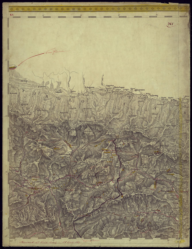 (N:1132) CARTA TOPOGRAFICA DELLA LOMBARDIA, VENETO E ITALIA CENTRALE - FOGLIO G1 (OVEST) RIGOLATO. (CA000260) Carte e stampe antiche: riproduzione a colori su carta (formato A2)
