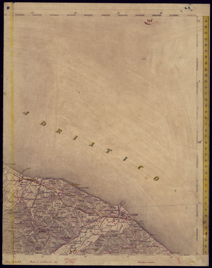 (N:1120) CARTA TOPOGRAFICA DELLA LOMBARDIA, VENETO E ITALIA CENTRALE - FOGLIO G9 (EST) PESARO. (CA000271) Carte e stampe antiche: riproduzione a colori su carta (formato A2)