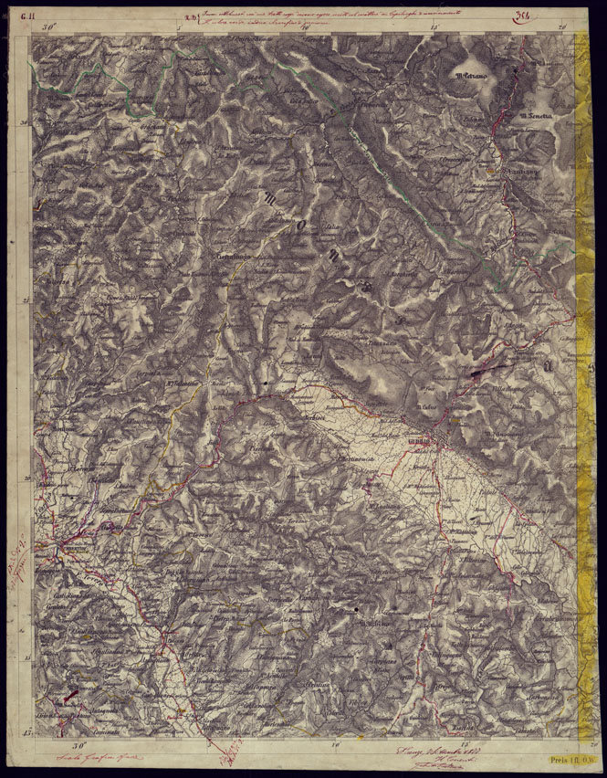 (N:1096) CARTA TOPOGRAFICA DELLA LOMBARDIA, VENETO E ITALIA CENTRALE - FOGLIO G11 (OVEST) GUBBIO. (CA000274) Carte e stampe antiche: riproduzione a colori su carta (formato A2)
