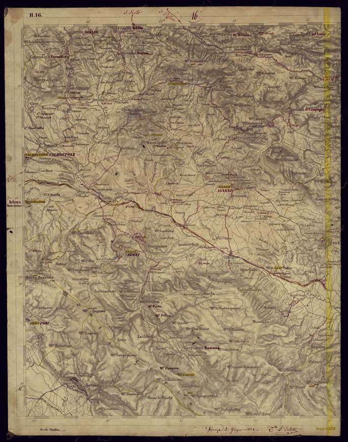 (N:1024) CARTA TOPOGRAFICA DELLA LOMBARDIA, VENETO E ITALIA CENTRALE - FOGLIO H16 (OVEST) ANAGNI. (CA000303) Carte e stampe antiche: riproduzione a colori su carta (formato A2)