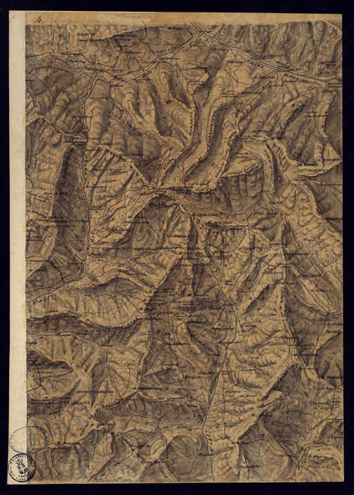 (N:13520) PIANO TOPOGRAFICO DEL CONTADO DI NIZZA DISEGNATO D'ORDINE DI S.E. MARCHESE DI FAVERGES T.E GENERALE, GOVERNATORE, E COMANDANTE G.LE DELLA DIVISIONE DI CUNEO 1832 - FOGLIO 4. (CA000376) Carte e stampe antiche: riproduzione a colori su carta (formato A2)