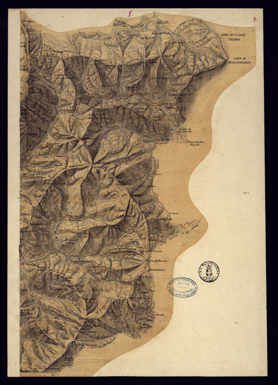 (N:13524) PIANO TOPOGRAFICO DEL CONTADO DI NIZZA DISEGNATO D'ORDINE DI S.E. MARCHESE DI FAVERGES T.E GENERALE, GOVERNATORE, E COMANDANTE G.LE DELLA DIVISIONE DI CUNEO 1832 - FOGLIO 8. (CA000380) Carte e stampe antiche: riproduzione a colori su carta (formato A2)