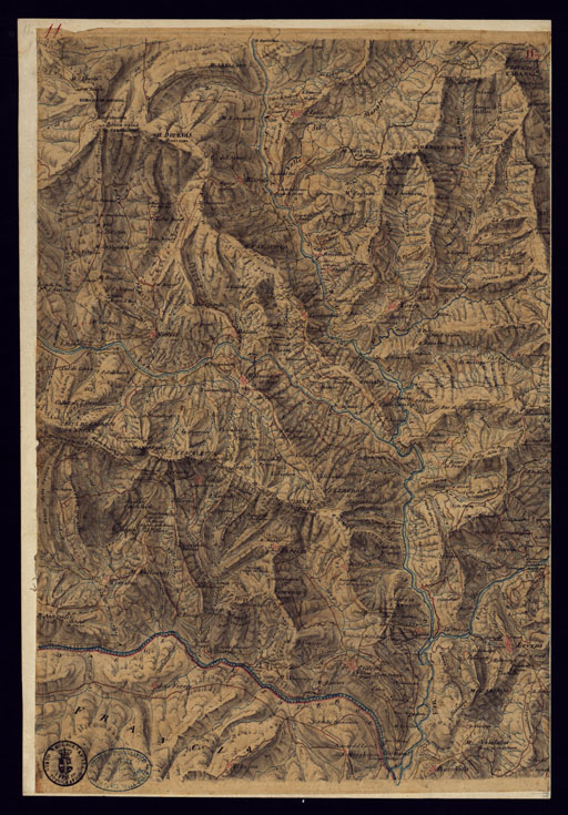(N:13512) PIANO TOPOGRAFICO DEL CONTADO DI NIZZA DISEGNATO D'ORDINE DI S.E. MARCHESE DI FAVERGES T.E GENERALE, GOVERNATORE, E COMANDANTE G.LE DELLA DIVISIONE DI CUNEO 1832 - FOGLIO 11. (CA000383) Carte e stampe antiche: riproduzione a colori su carta (formato A2)