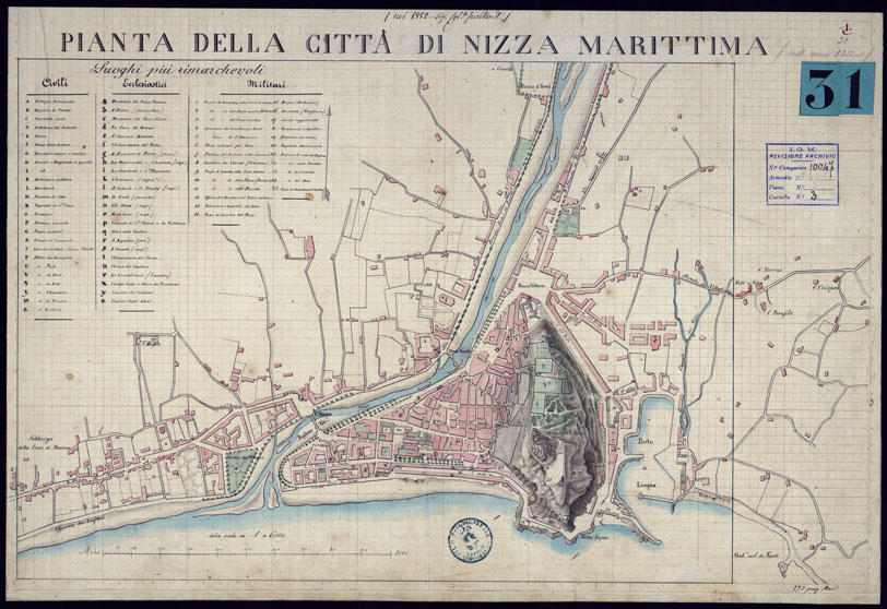 (N:12969) PIANTA DELLA CITTA' DI NIZZA MARITTIMA. (CA000389) Carte e stampe antiche: riproduzione a colori su carta (formato A2)