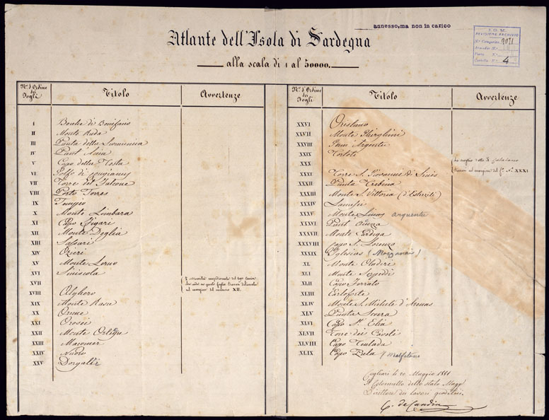 (N:23018) ATLANTE DELL'ISOLA DI SARDEGNA ALLA SCALA DI 1 AL 50.000 - TITOLO E INDICI. (CA000416) Carte e stampe antiche: riproduzione a colori su carta (formato A2)