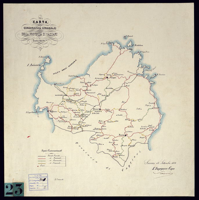 (N:5822) CARTA COROGRAFICA STRADALE DELLA PROVINCIA DI SASSARI SCALA DI 1 .500 M. (CA000540) Carte e stampe antiche: riproduzione a colori su carta (formato A2)