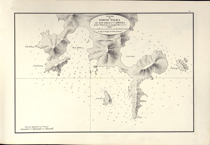 (N:14191) PORTOLANO DELLA SARDEGNA - CARTA IDROGRAFICA DELLA SARDEGNA LEVATA DAL CAVALIERE GIUSEPPE ALBINI CAPITANO DI VASCELLO NELLA MARINA DI S.M. SARDA - PIANO di PORTO PALMA AL SUD DELLA CAPRERATAVOLA X. (CA000560) Carte e stampe antiche: riproduzione a colori su carta (formato A2)