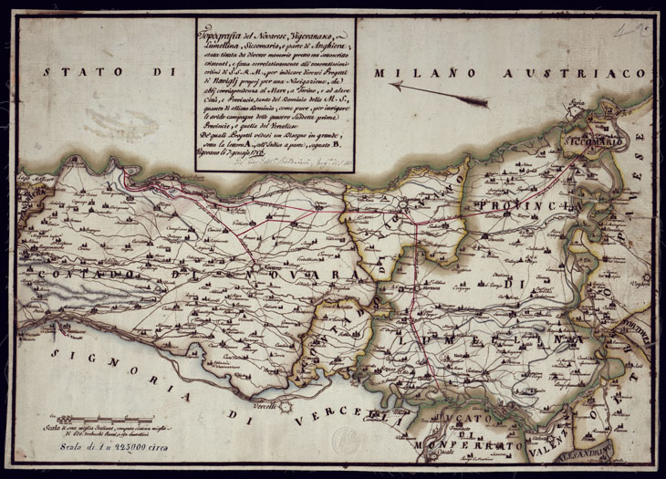 (N:13790) TOPOGRAFIA DEL NOVARESE, VIGEVANO, LUMELLINA, SICCOMARIO E PARTE DI ANGHIERA. (CA000856) Carte e stampe antiche: riproduzione a colori su carta (formato A2)
