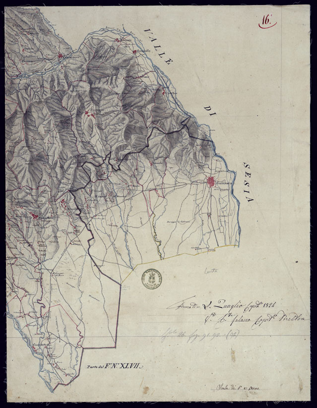 (N:10833) LEVATE TOPOGRAFICHE DELL'ALTO E BASSO NOVARESE - FOGLIO 16.
 (CA000990) Carte e stampe antiche: riproduzione a colori su carta (formato A2)