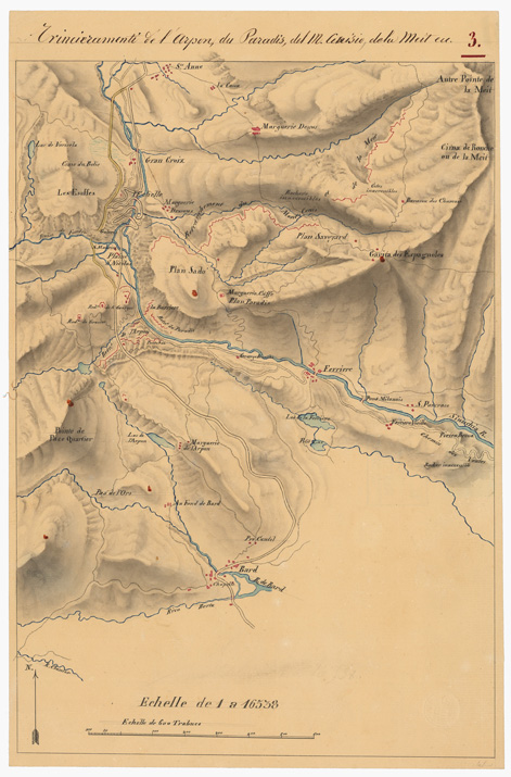 (N:4050) TRINCERAMENTI DE L'ARPON, DU PARADIS, DEL M. CENISIO, DE LA MEIT ECC. (CA001410) Carte e stampe antiche: riproduzione a colori su carta (formato A2)