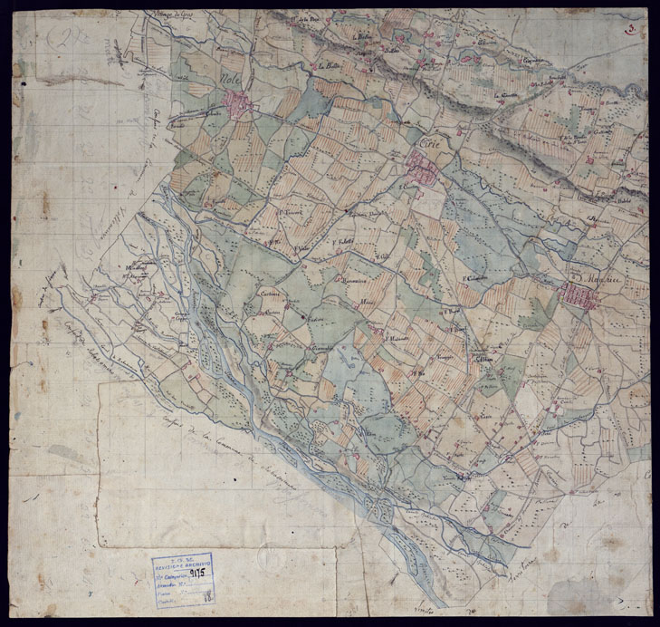(N:23386) CARTA ORIGINALE DELLE VAUDE RILEVATA NEL 1832 AL 10.000 PER LO STABILIMENTO DEL CAMPO D'ISTRUZIONE, CHE EBBE LUOGO NELL'AUTUNNO DEL 1833 - FOGLIO 3. (CA001454) Carte e stampe antiche: riproduzione a colori su carta (formato A2)