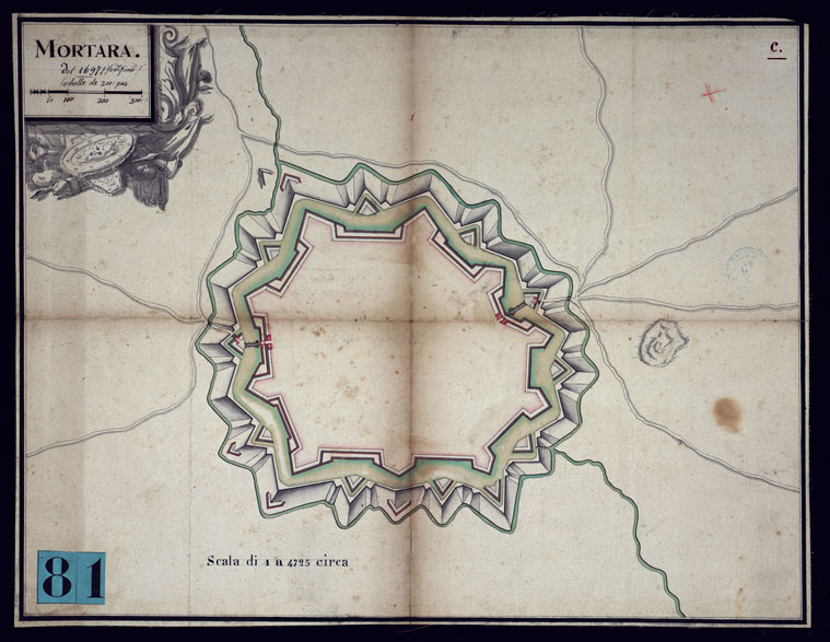 (N:2722) MORTARA. (CA001492) Carte e stampe antiche: riproduzione a colori su carta (formato A2)
