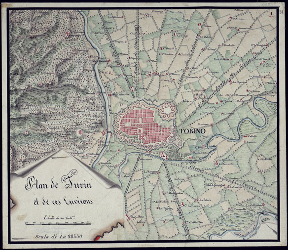 (N:2605) PLAN DE TURIN ET DE CES ENVIRONS. (CA001532) Carte e stampe antiche: riproduzione a colori su carta (formato A2)
