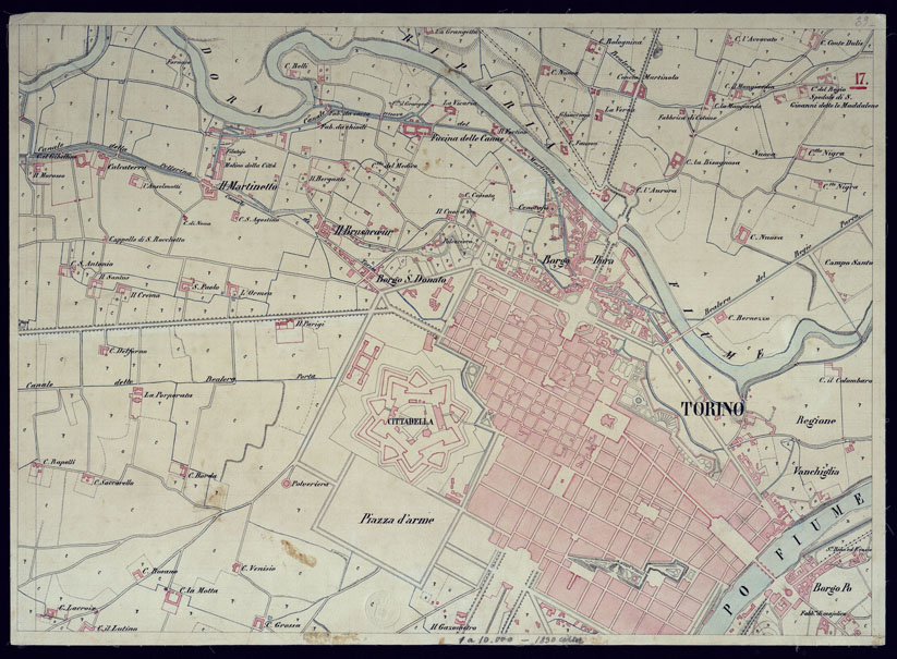 (N:2451) TORINO E DINTORNI (CA001540) Carte e stampe antiche: riproduzione a colori su carta (formato A2)