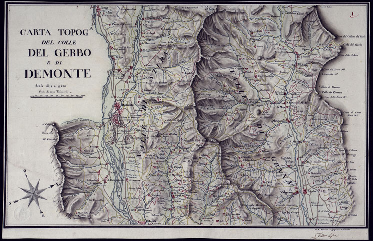 (N:3942) CARTA TOPOG.A DEL COLLE DEL GERBO E DI DEMONTE. (CA001593) Carte e stampe antiche: riproduzione a colori su carta (formato A2)
