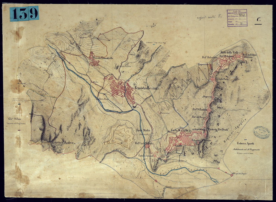 (N:23420) FENESTRELLE E DINTORNI - FOGLIO C. (CA001684) Carte e stampe antiche: riproduzione a colori su carta (formato A2)