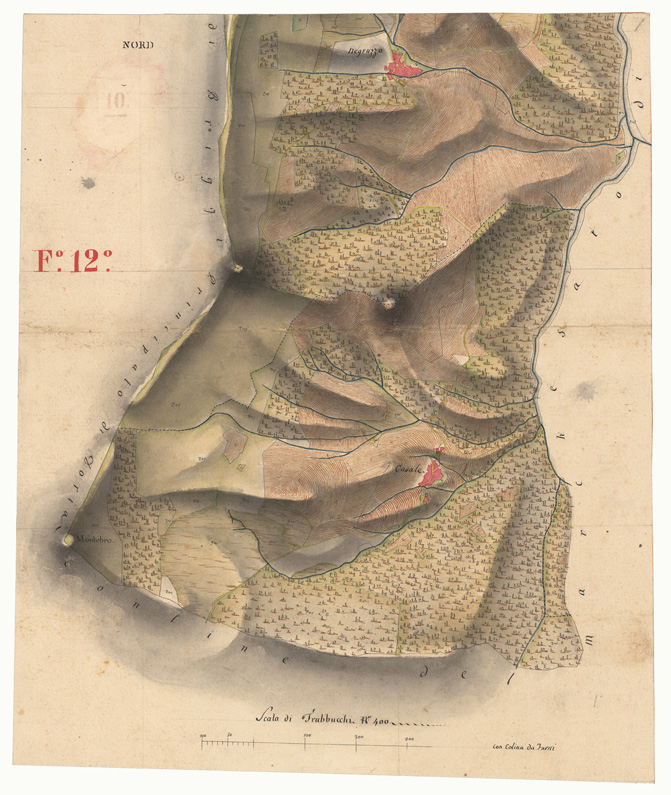 (N:6677) PARTE 2 DEL OLTRE PO' CHE COMPRENDE PARTE DEL CORSO DELLA STAFFORA VERSO VARZI E PARTE DI QUELLA DELLA TREBBIA ROBBIO  - FOGLIO 12 (CA001832) Carte e stampe antiche: riproduzione a colori su carta (formato A2)