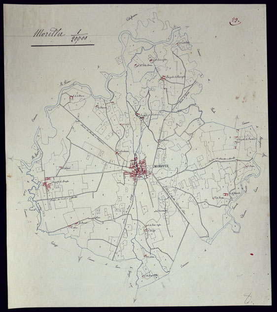 (N:4980) TERRITORIO COMPRESO TRA RACCONIGI, MORETTA, SAVIGLIANO, ALESSANDRIA ED IVREA - MORETTA. (CA001888) Carte e stampe antiche: riproduzione a colori su carta (formato A2)
