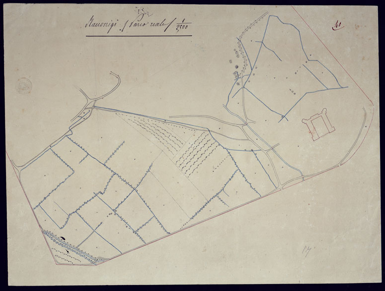 (N:14024) TERRITORIO COMPRESO TRA RACCONIGI, MORETTA, SAVIGLIANO, ALESSANDRIA ED IVREA - RACCONIGI PARCO REALE. (CA001899) Carte e stampe antiche: riproduzione a colori su carta (formato A2)