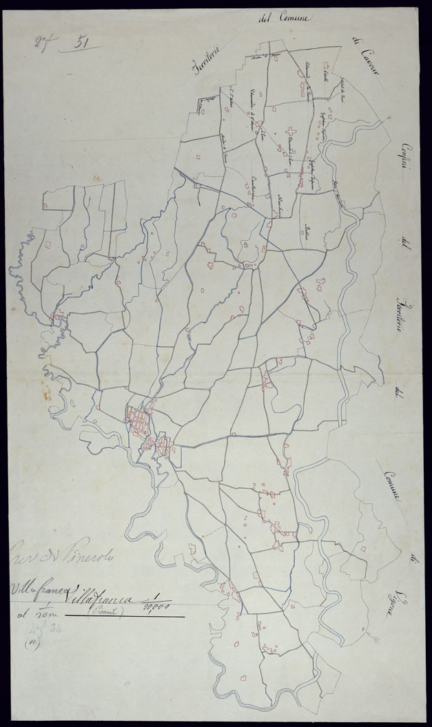 (N:13011) TERRITORIO COMPRESO TRA RACCONIGI, MORETTA, SAVIGLIANO, ALESSANDRIA ED IVREA - VILLAFRANCA. (CA001910) Carte e stampe antiche: riproduzione a colori su carta (formato A2)