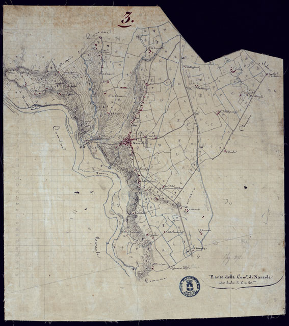 (N:7836) DODICI MINUTE DI CAMPAGNA, ALLA SCALA DI 1/20.000 DI PARTE DEL TERRITORIO COMPRESO FRA IL TORRENTE MELLEA E IL FIUME TANARO NELLA PROVINCIA DI CUNEO -  FOGLIO 3 NARZALE. (CA001916) Carte e stampe antiche: riproduzione a colori su carta (formato A2)