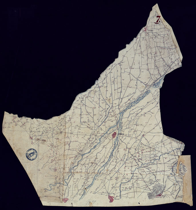 (N:23766) DODICI MINUTE DI CAMPAGNA, ALLA SCALA DI 1/20.000 DI PARTE DEL TERRITORIO COMPRESO FRA IL TORRENTE MELLEA E IL FIUME TANARO NELLA PROVINCIA DI CUNEO -  FOGLIO 7 CUNEO. (CA001920) Carte e stampe antiche: riproduzione a colori su carta (formato A2)