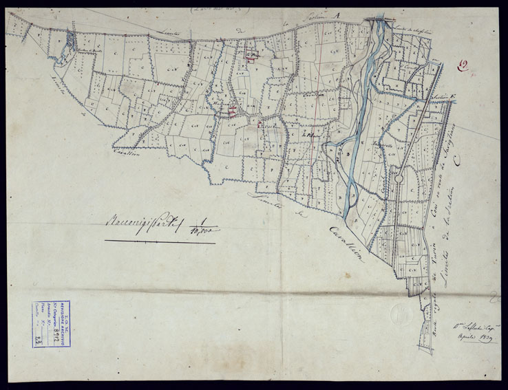 (N:6126) TERRITORIO COMPRESO TRA BRA, MORETTA, CAVALLERMAGGIORE, RACCONIGI, VILLANOVA - FOGLIO 19 SEZ. A. RACCONIGI. (CA001947) Carte e stampe antiche: riproduzione a colori su carta (formato A2)